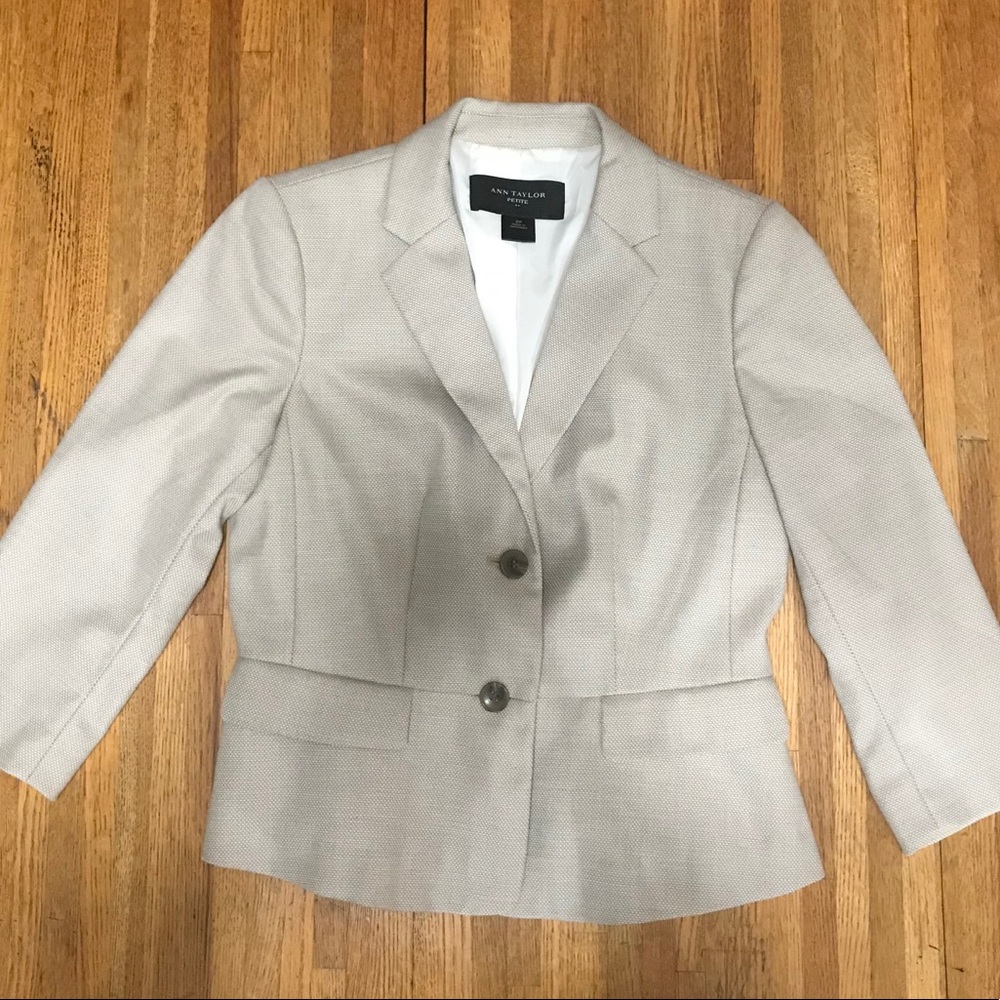Anne Taylor blazer with ruffled back